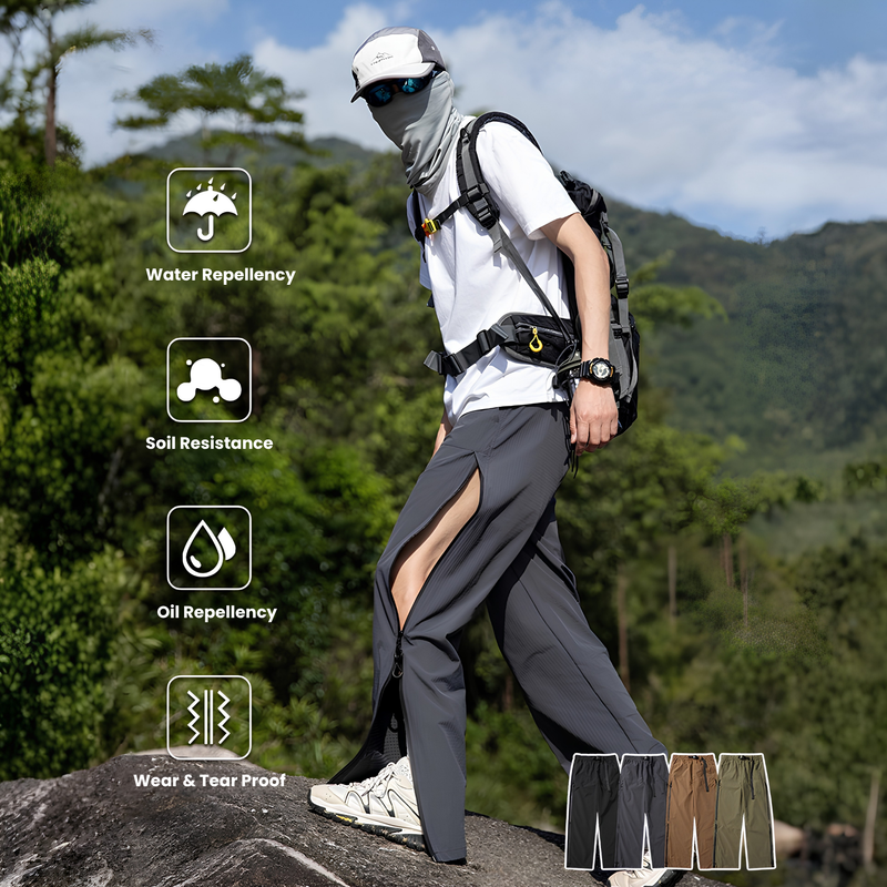 Men's warm fleece-lined cargo pants with belt - gray 3-proof cargo pants with white tee, for travel and daily commute