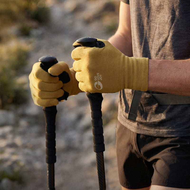 Merino wool full finger and half finger hiking gloves - mustard merino wool hiking gloves, for cycling and commuting