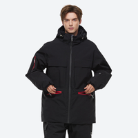 
                  
                    Men's waterproof 2L snow jacket and pants series - black jacket, front view with hands on hips, for resort and street wear
                  
                