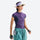 Women's quick-dry tee with UV protection - purple quick-dry tee with slimming panels and visor, for sunny-weather trekking