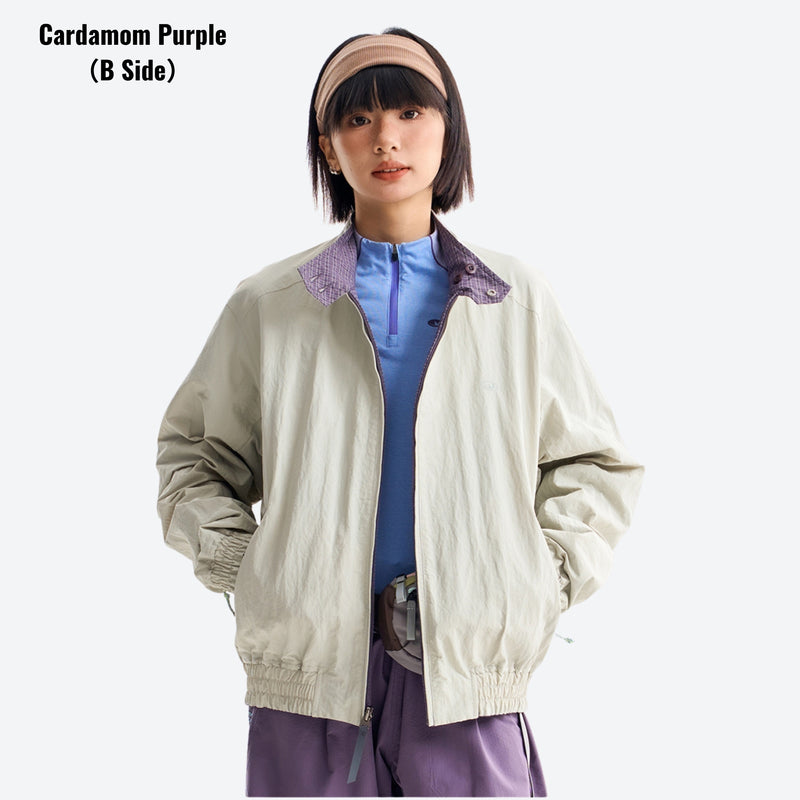 Unisex two-face softshell snowboard jacket - cream lavender reversible jacket, for spring autumn and winter wear