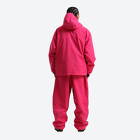 
                  
                    Men's 2-layer snowboard anorak and wide-leg pants - rose red jacket with rose red pants, for cold-weather winter sports
                  
                