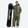 Women's 2-layer snowboard jacket and wide-leg pants - olive green jacket with olive pants, for cold-weather winter sports