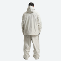 
                  
                    Men's breathable 2L snowboard jacket and pants - off-white cream, on-model back hood view, for powder days and winter commute
                  
                