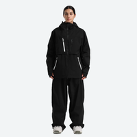 
                  
                    Women's breathable ski jacket with chest zip pockets - black jacket with black pants, for skiing and snowboarding
                  
                