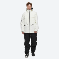 
                  
                    Men's 2-layer snowboard jacket and pants - white jacket with black pants, for resort and street wear
                  
                
