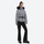 Women's slim ski jacket with belt and fur hood - houndstooth slim fit ski jacket with fur collar, for winter mountain trips
