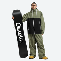 
                  
                    Men's colorblock ski anorak set - olive green and black colorblock, for cold-weather winter sports
                  
                