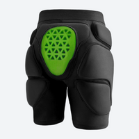
                  
                    Padded protection top shorts and knee pads - black green impact protection shorts, for freestyle trick practice
                  
                