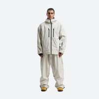 
                  
                    Men's 2-layer snowboard jacket and wide-leg pants - white jacket with white pants, for resort and street wear
                  
                