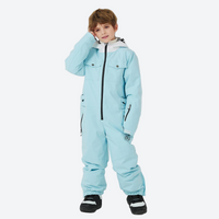 
                  
                    Kids one-piece snowboard suit with snow gaiters - ice blue kids one-piece snow suit, for snow play and winter commute
                  
                