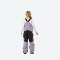 
                  
                    Kids 3L waterproof snow jacket and pants suit - lavender bib pants with black knee patches, for family resort ski days
                  
                