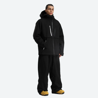 
                  
                    Men's breathable ski jacket with chest zip pockets - black jacket with black pants, for powder days and winter commute
                  
                