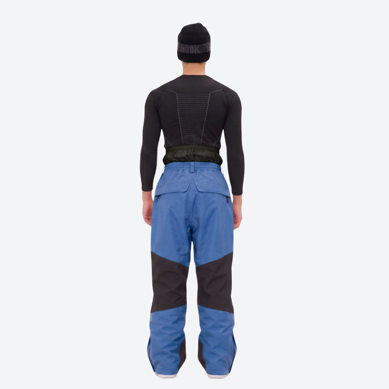 Men's colorblock snowboard jacket and pants - blue and black colorblock pants, for cold-weather winter sports