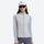 Women's lightweight goose-filled mid-layer jacket - light gray down jacket on women with cap, for hiking and trail walking