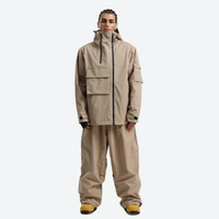 
                  
                    Men's breathable 2-layer snowboard jacket and pants - tan jacket with tan pants, for cold-weather winter sports
                  
                