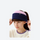 Cuffed wool beanie in many colors - navy and pink wool headband on girl, worn front view, for skiing and snowboarding