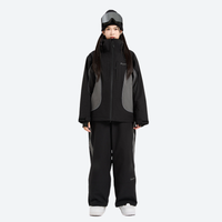 
                  
                    Women's colorblock waterproof snow jacket and pants - black gray jacket with black pants, for cold-weather winter sports
                  
                
