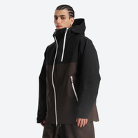 
                  
                    Men's breathable 2L snowboard jacket and pants - black and coffee brown colorblock, for cold-weather winter sports
                  
                
