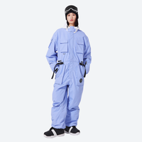 
                  
                    Breathable full-body ski suit with waist belt - lavender blue one-piece suit, for powder days and winter commute
                  
                