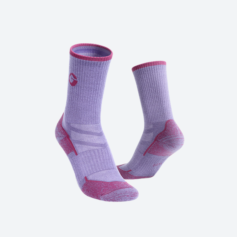 Women's merino wool hiking socks with arch support - lavender pink merino wool hiking socks pair, for skiing and snow days