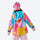 Kids waterproof 2L print snow anorak and pants - pink multicolor print kids anorak, for cold-weather winter sports