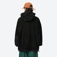 
                  
                    Lightweight cozy versatile mid-layer anorak - black hooded mid-layer pullover with cap, for layering in cool weather
                  
                