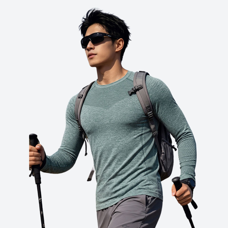 3D channel quick-dry baselayer top - teal 3D channel quick-dry baselayer, for layering in cool weather