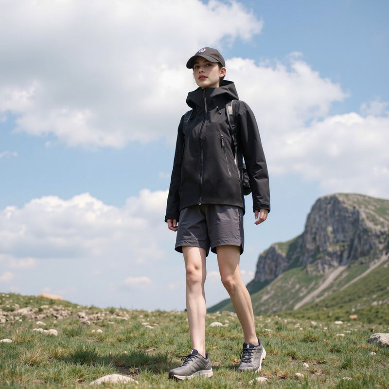 Women's 3L hardshell jacket with fully taped seams - black hardshell jacket, for cold-weather outdoor wear