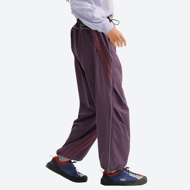 Unisex waterproof softshell cargo hiking pants - purple snow pants with lavender top, for outdoor spring and autumn wear