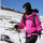 Women's breathable lightweight 3-layer shell with hood - pink hardshell jacket, for cold-weather winter sports