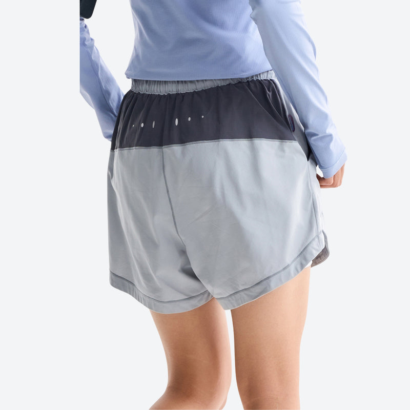Women's lightweight running shorts with liner - light blue quick-dry shorts with built-in yoga liner