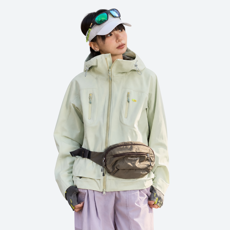 Breathable antimicrobial softshell ski jacket with hood - mint softshell jacket, for hiking and trail walking