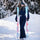 Women's one-piece snowboard suit with waist belt - navy one-piece snow suit, for resort and backcountry days