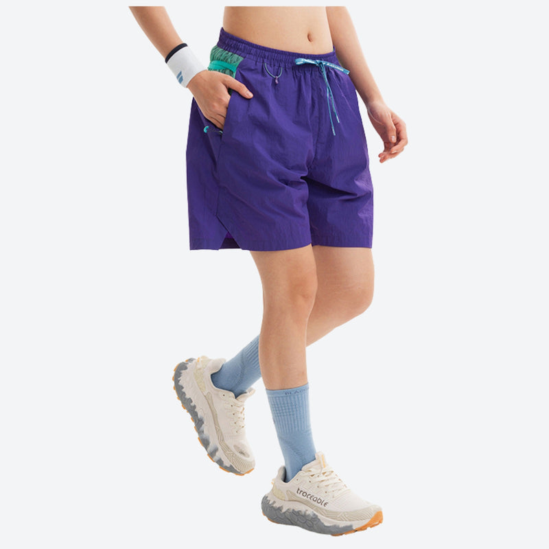 Breathable water-repellent shorts for outdoor - purple water-repellent shorts with drawcord waist, for travel and city walks