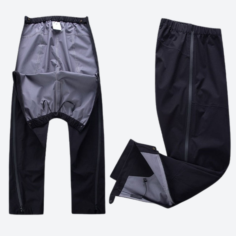 Men's breathable 3-layer shell pants with side vents - black hardshell hiking pants, for hiking and trail walking