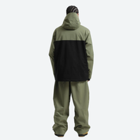 
                  
                    Men's waterproof 2L pullover snow jacket and pants - olive green and black colorblock, for powder days and winter commute
                  
                