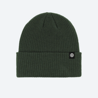 
                  
                    Cuffed wool beanie in many colors - dark green wool snow beanie, front product view, for skiing and snowboarding
                  
                