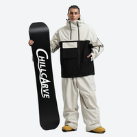 
                  
                    Men's waterproof 2L snow jacket and pants - cream and black colorblock jacket with cream pants
                  
                
