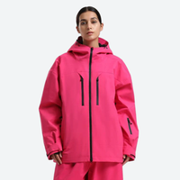 
                  
                    Women's 2-layer snowboard jacket and wide-leg pants - pink jacket, on-model front view, for cold-weather winter sports
                  
                