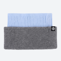 
                  
                    Warm wool knit beanie for winter sports - gray and light blue wool headband, for winter mountain trips
                  
                