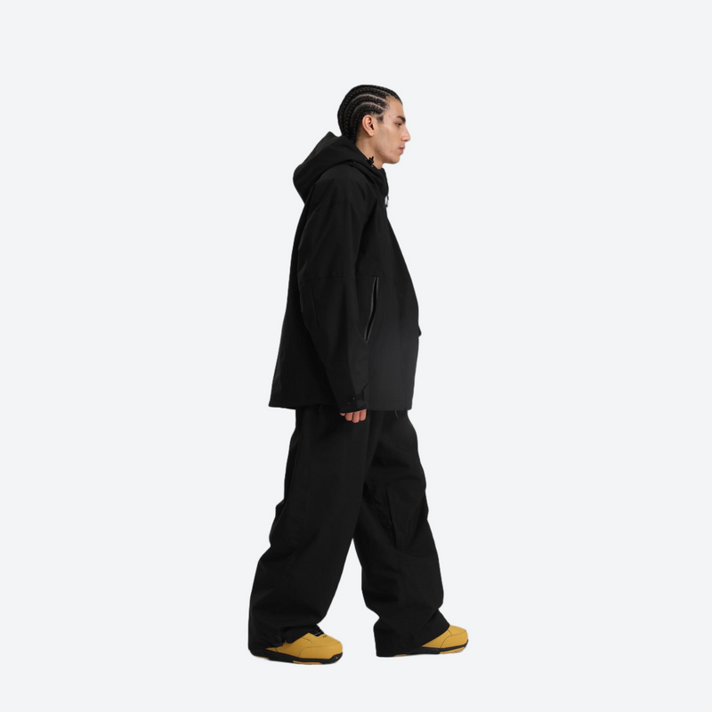 Men's breathable ski jacket with wide-leg pants - black jacket with black pants, for powder days and winter commute