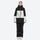 Unisex snowboard jacket and bibs set - black and white colorblock jacket with black pants, for skiing and snowboarding