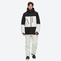 
                  
                    Unisex waterproof 2L snow jacket and bib pants - black and white colorblock jacket with white pants 75
                  
                
