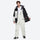 Breathable 2-layer colorblock ski jacket with suspender bibs - black and white colorblock jacket with white pants 76