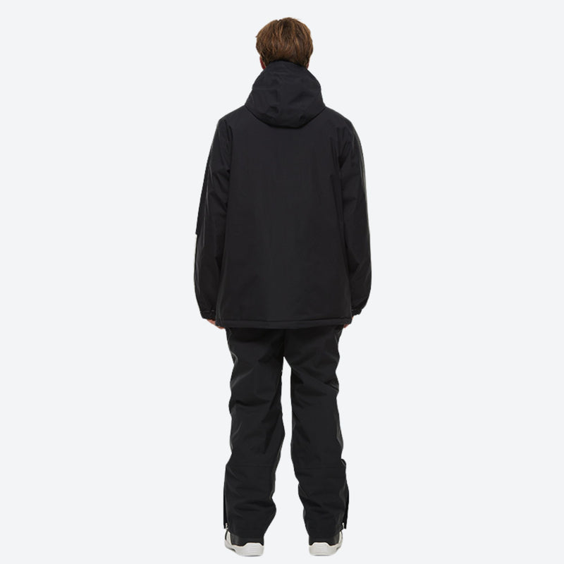Unisex snowboard jacket and bibs set - black jacket with black pants, for resort and backcountry days