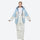 Unisex waterproof 2L snow jacket and bib pants - ice blue jacket with white pants, for cold-weather winter sports