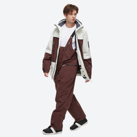 
                  
                    Unisex waterproof 2L snow jacket and bib pants - coffee brown jacket with coffee pants, for skiing and snowboarding
                  
                