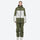 Breathable 2-layer colorblock ski jacket with suspender bibs - olive green and white colorblock jacket with olive pants