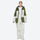 Breathable 2-layer colorblock ski jacket with suspender bibs - olive green jacket with white pants
